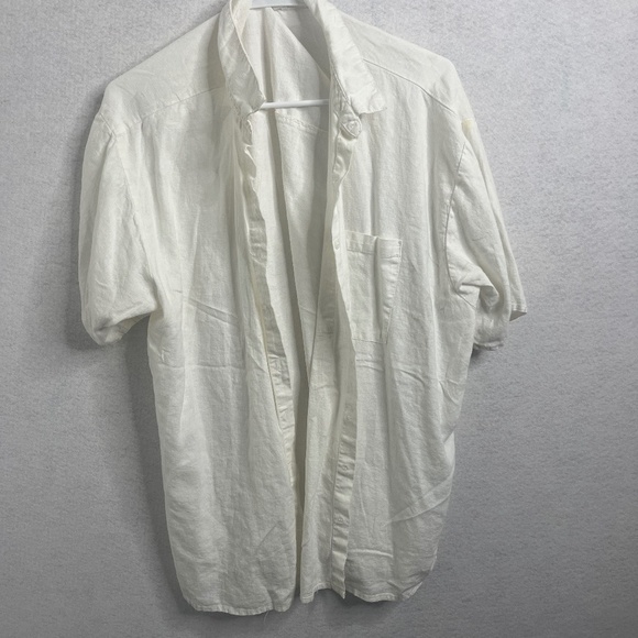 Cotton On Other - H&M White Linen Blend Button Front Short Sleeve Shirt Large